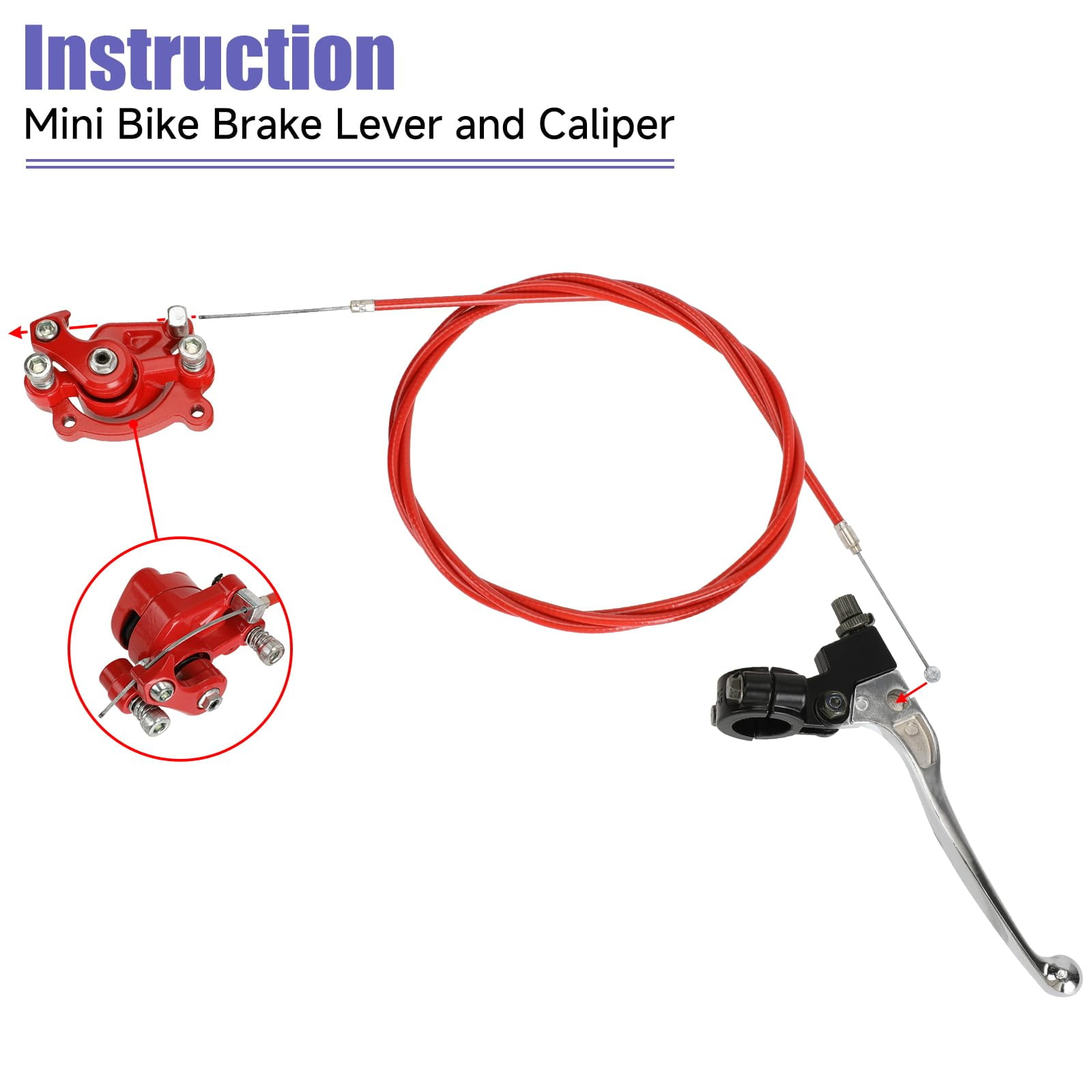 Mini Bike Brake Lever Kit with 180mm Disc Brake Rotor Compatible with Coleman CT100U CC100X Baja Doodlebug DB30 Motovox MBX10 MBX11 Monster Mega Moto 80cc Parts Rear Brake Caliper
