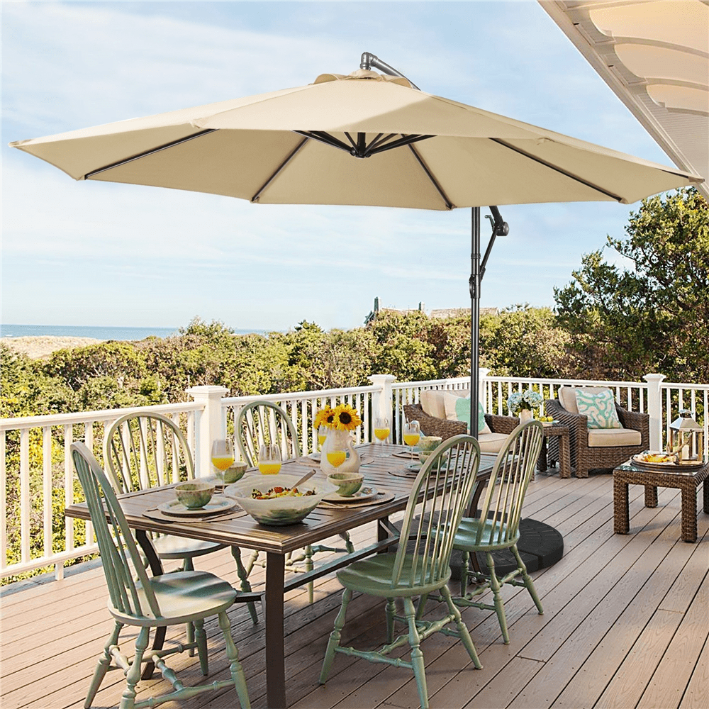 Renwick 10ft Offset Cantilever Patio Hanging Umbrella, Tan