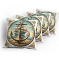 thumbnail image 5 of Ambesonne Nautical Throw Pillow Cover 4 Pack, Vintage Maritime Anchor, 18", Pale Brown and Soft Blue, 5 of 7