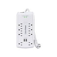 thumbnail image 3 of CyberPower CSP806U Professional 8 - Outlet Surge with 3000 J - Clamping Voltage 600V, 6 ft, NEMA 5-15P, 15 Amp, 2 - 2.4 Amps (Shared) USB, EMI/RFI Filtration, White, RG6 Coaxial Protection, Lifetime, 3 of 16