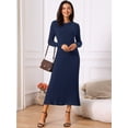 thumbnail image 3 of DARING DIVA Women's Long Sleeve Sweater Fall Crewneck Ribbed Knit Dress M Dark Blue, 3 of 7