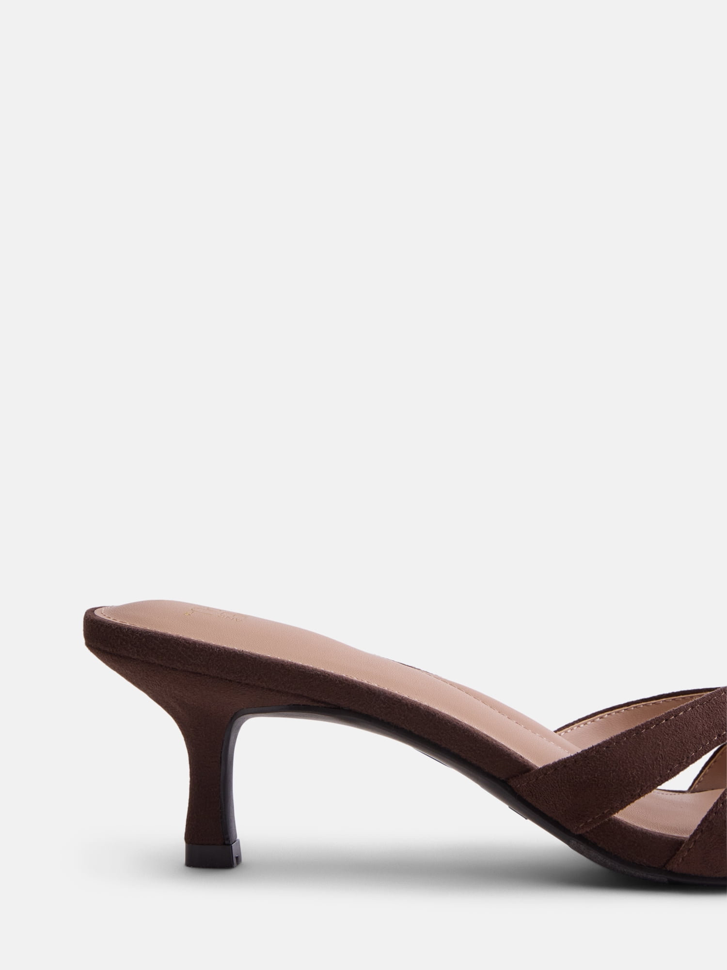 Time and Tru Women's Faux Leather Kitten Heel Mule Sandals