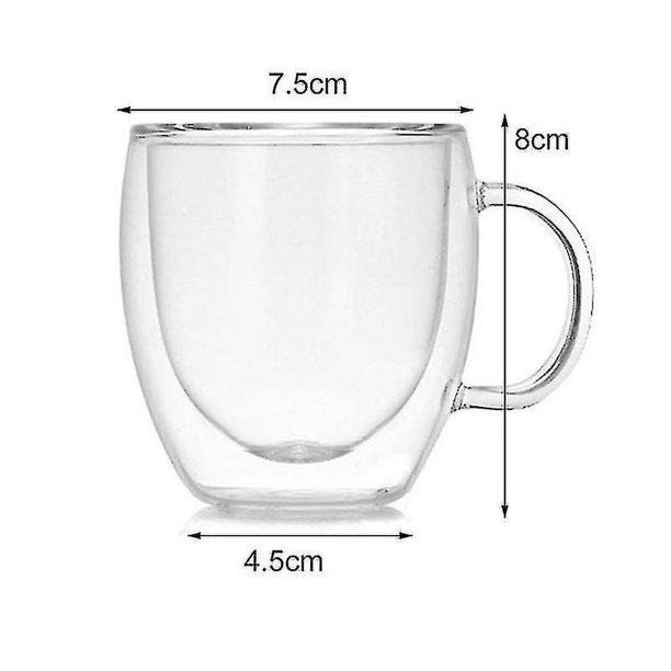 Taza de cristal termo de doble pared resistente al calor, tazas de café y cerveza, botella de agua hecha a mano, vasos redondos de cristal para whisky, 150/250ml