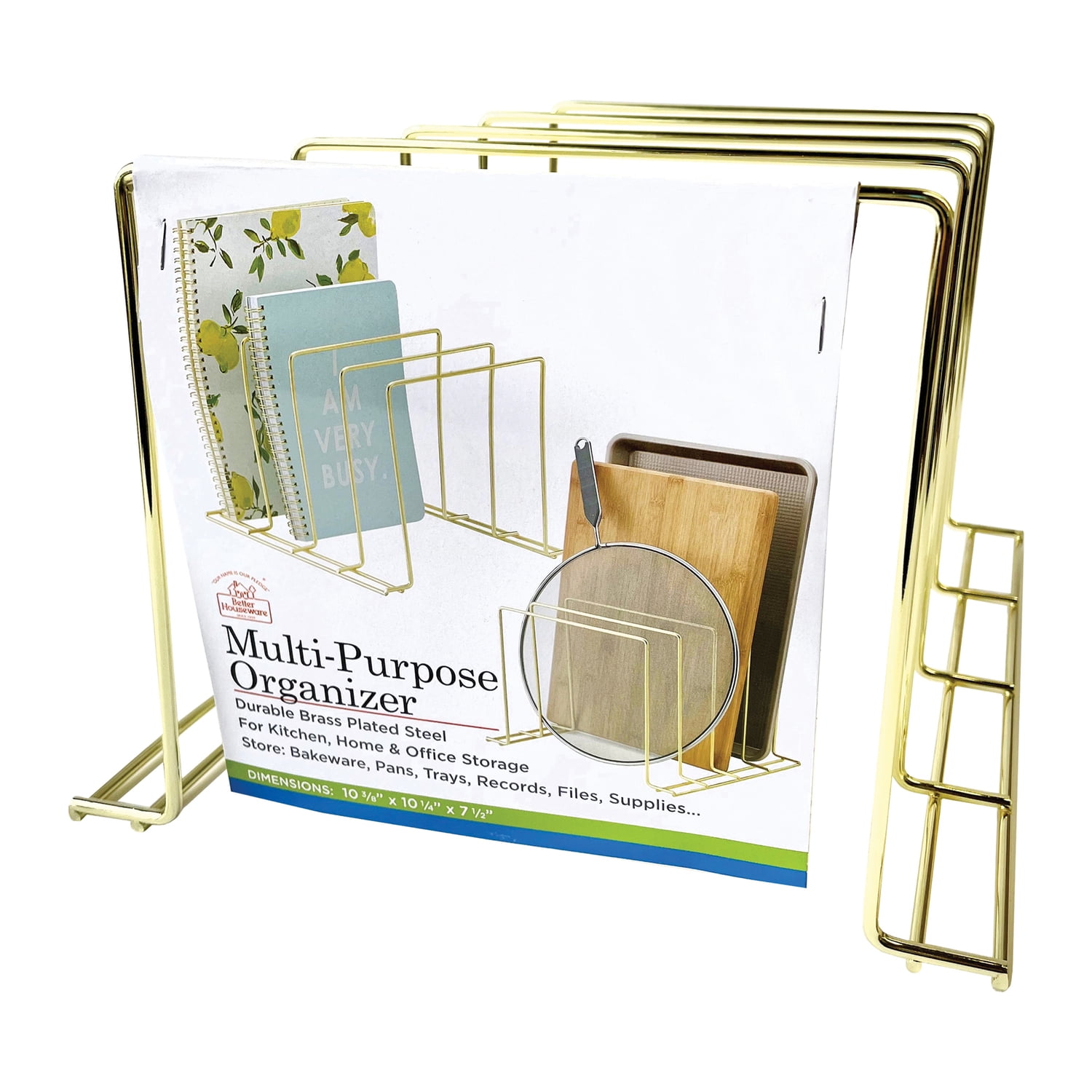 Better Houseware 4-Section Large Vertical Organizer, Brass, 1493.3B
