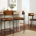 thumbnail image 6 of Best Choice Products Set of 3, Armless Counter Height Bar Stools, Modern PU Faux Leather Stools - Camel Brown, 6 of 11