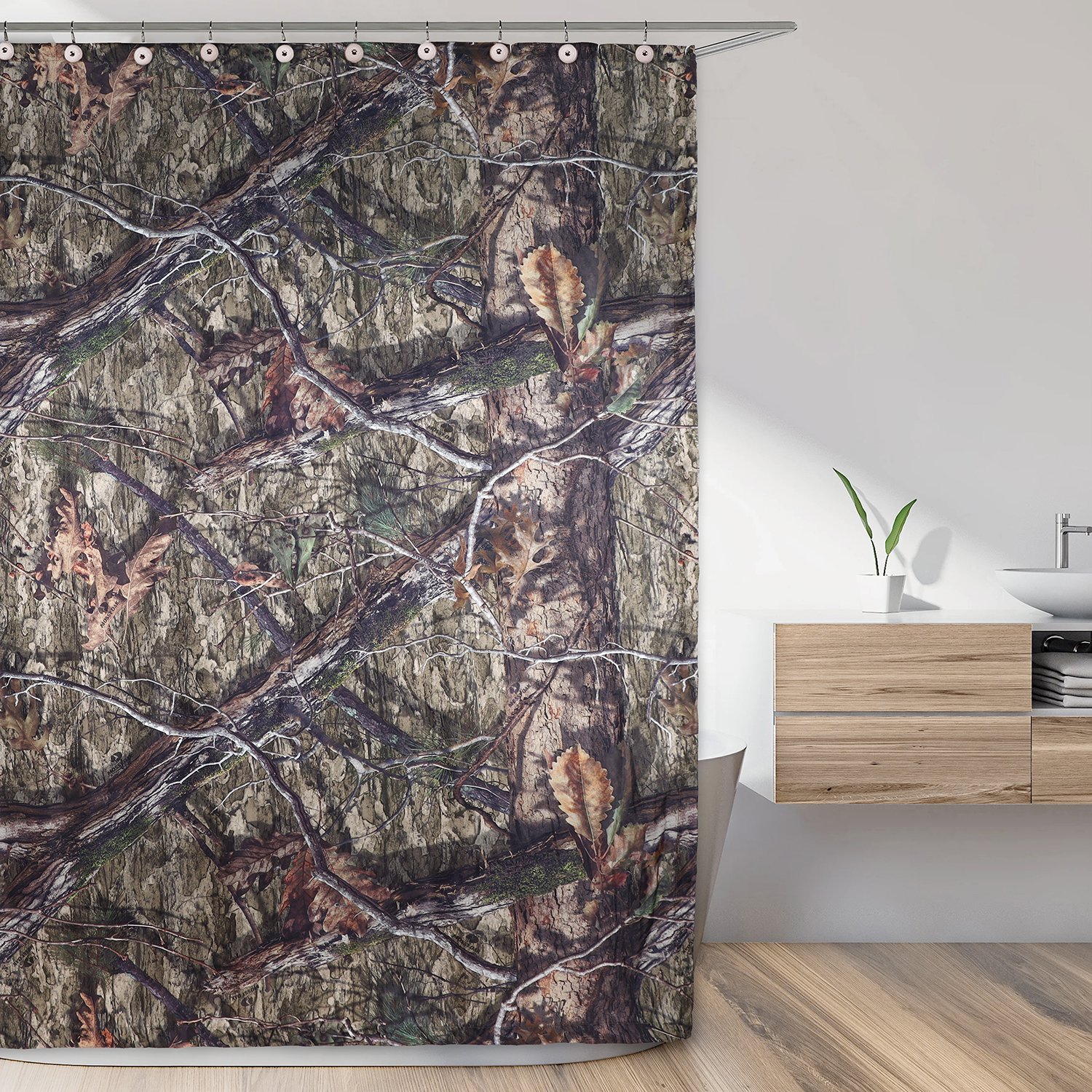 Mossy Oak Country DNA Camouflage Shower Curtains 72 x 72 Inch Fabric Hunting Shower Curtains for