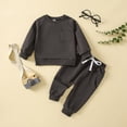 thumbnail image 3 of Gyratedream Toddler Baby Boys Fall Outfits Long Sleeve Pull On Sweatshirt Elastic Waist Pants 2Pcs Solid Clothes Set, 3 of 11