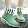 Winter Boots Rainshoes Women Short Tube Plush Thermal Water Shoes