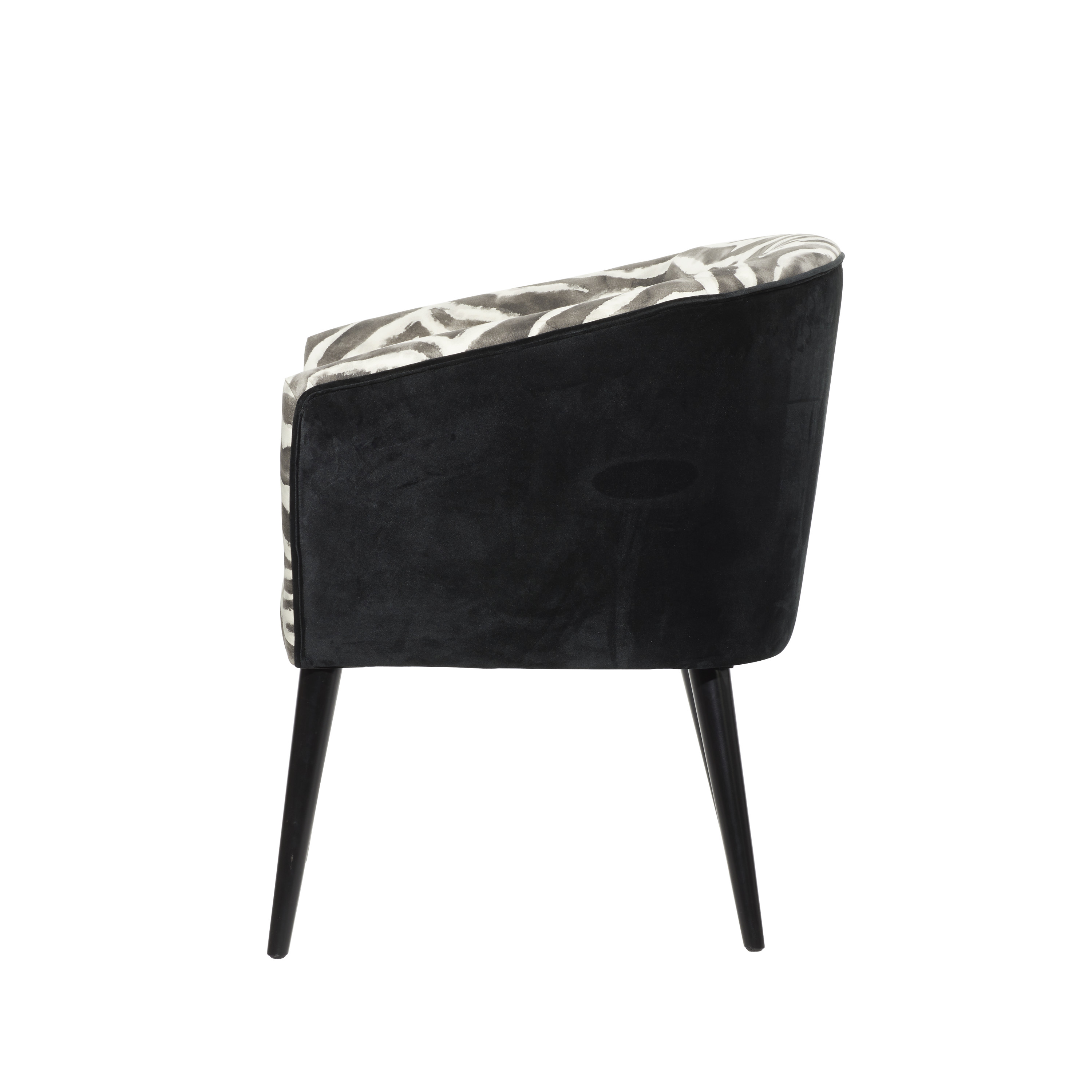 DecMode 29" x 32" Black Wood Zebra Print Accent Chair, 1-Piece
