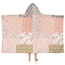 Pioneer Flower Floral Print Pattern Hooded Bath Towel,50"x30" for Ages 3 To 12 Kids, Quick Dry Lightweight Soft Microfiber Hood Beach Towel Cover Up for Kids