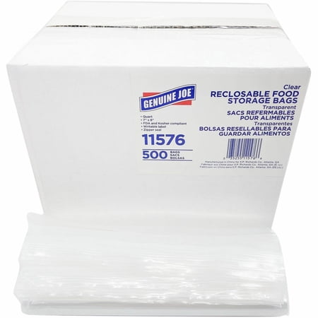 Genuine Joe, GJO11576, Food Storage Bags, 500 / Box, Clear