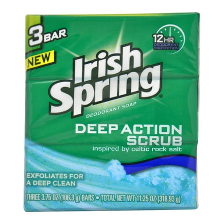 Clean Scrub Deodorant Soap by Irish Spring for Unisex - 3 X 4 oz Soap