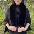 thumbnail image 6 of Eoperou Women Winter Shawl Tassel Thicken Solid Color Cardigan Knitted Keep Warm Artificial Hare Fur Elegant Banquet Shawl for Shopping, 6 of 8