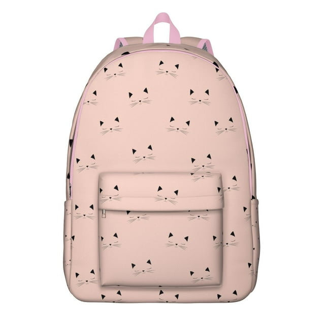 Cartoon Cat Design Backpack – Cute Vintage Cat Illustration Pattern Daypack for School and Outdoor Activities