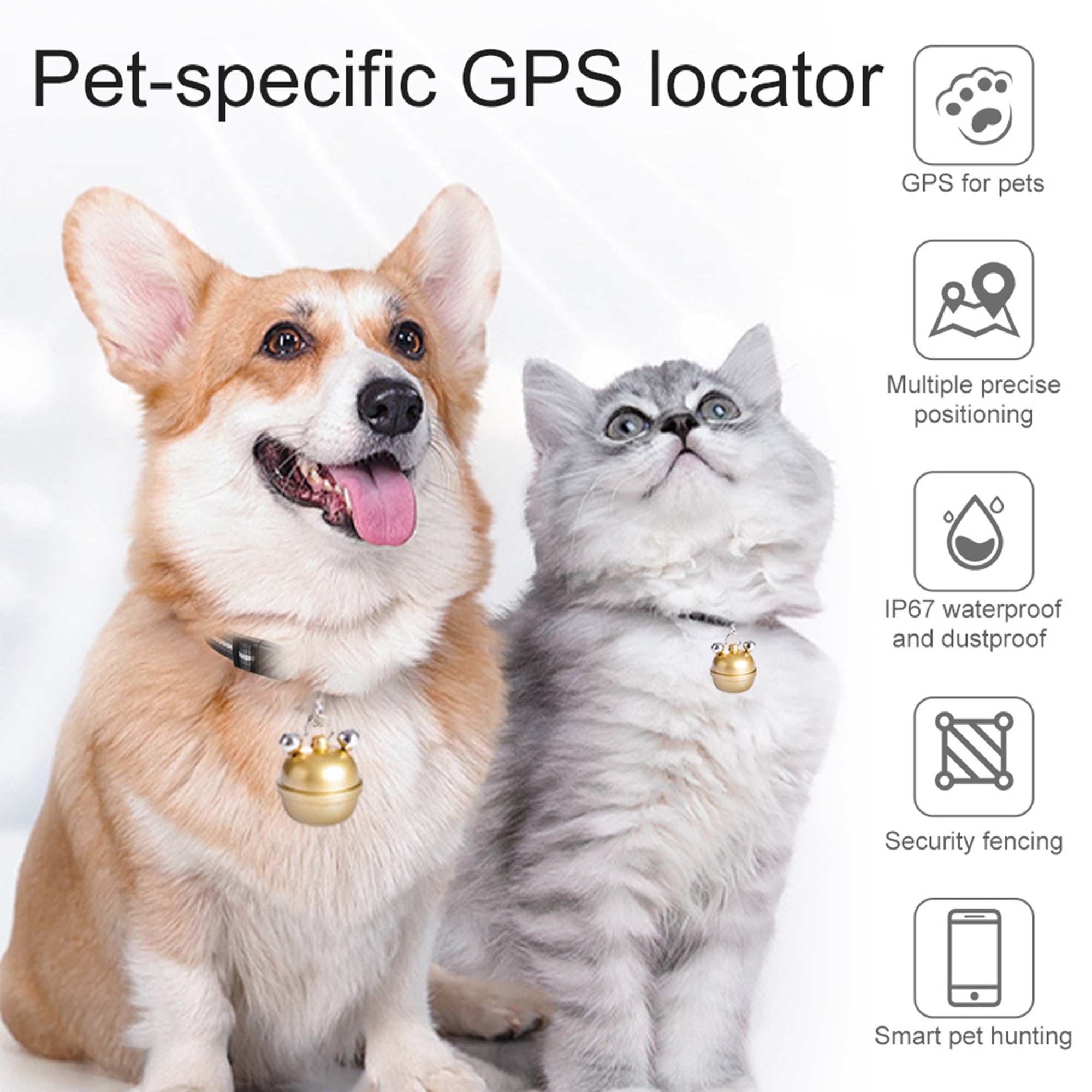 Pet Locator, Anti-lost Waterproof GPS Dog/Cat Tracker Wireless Collar Locator Electronic fence alarm, Historical Trajectory Playback, Support Multiple Caregivers