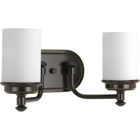 

Glide Collection Two-Light Rubbed Bronze Etched Opal Glass Coastal Bath Vanity Light