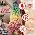 thumbnail image 3 of 7.5ft Rainbow Gradient Flocked PVC Christmas Tree with 1927 Tips, Colorful Full-Bodied Artificial Pine with Snowy Finish, Hinged Design and Sturdy Metal Stand for Holiday Decoration, 3 of 4