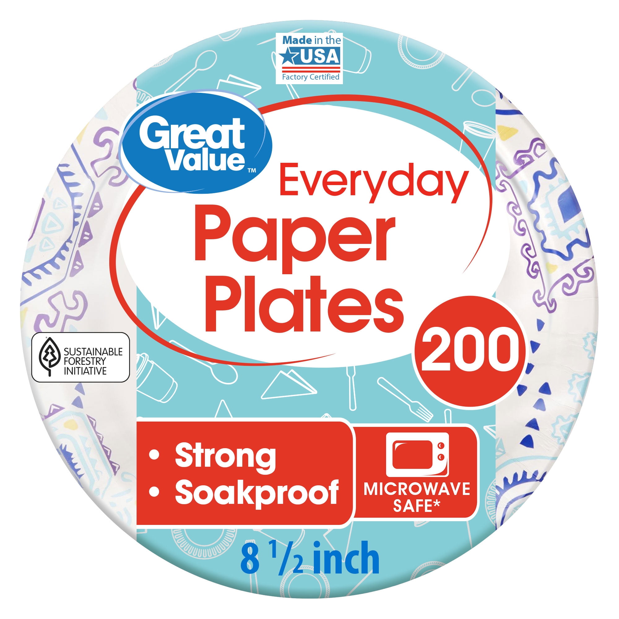 Great Value Everyday Plates, 8 1/2", 200 Count