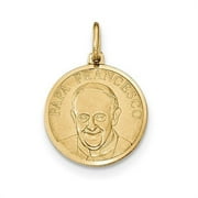 14k Yellow Gold Polished And Satin Papa Francesco Medal Charm