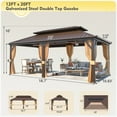 thumbnail image 5 of Erommy  Hardtop Gazebo with Aluminum Frame and Double Roof, Permanent Outdoor Gazebo Includes Curtains&Netting for Patio Backyard 12'x20' - Aluminum, 5 of 5