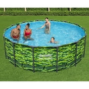 Bestway Steel Pro Max 14x48 Camo Pool Set | Durable Construction, Easy Assembly, and All-Inclusive Accessories - above ground pool set with filter pump, ladder, and pool cover - No Tools Required!