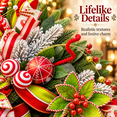 thumbnail image 5 of 24 Inch Christmas Wreath with Red and Green Bows, Candy Swirl Ornaments, Berries and Snow-Flocked Greenery, Festive Holiday Front Door Decor, 5 of 10