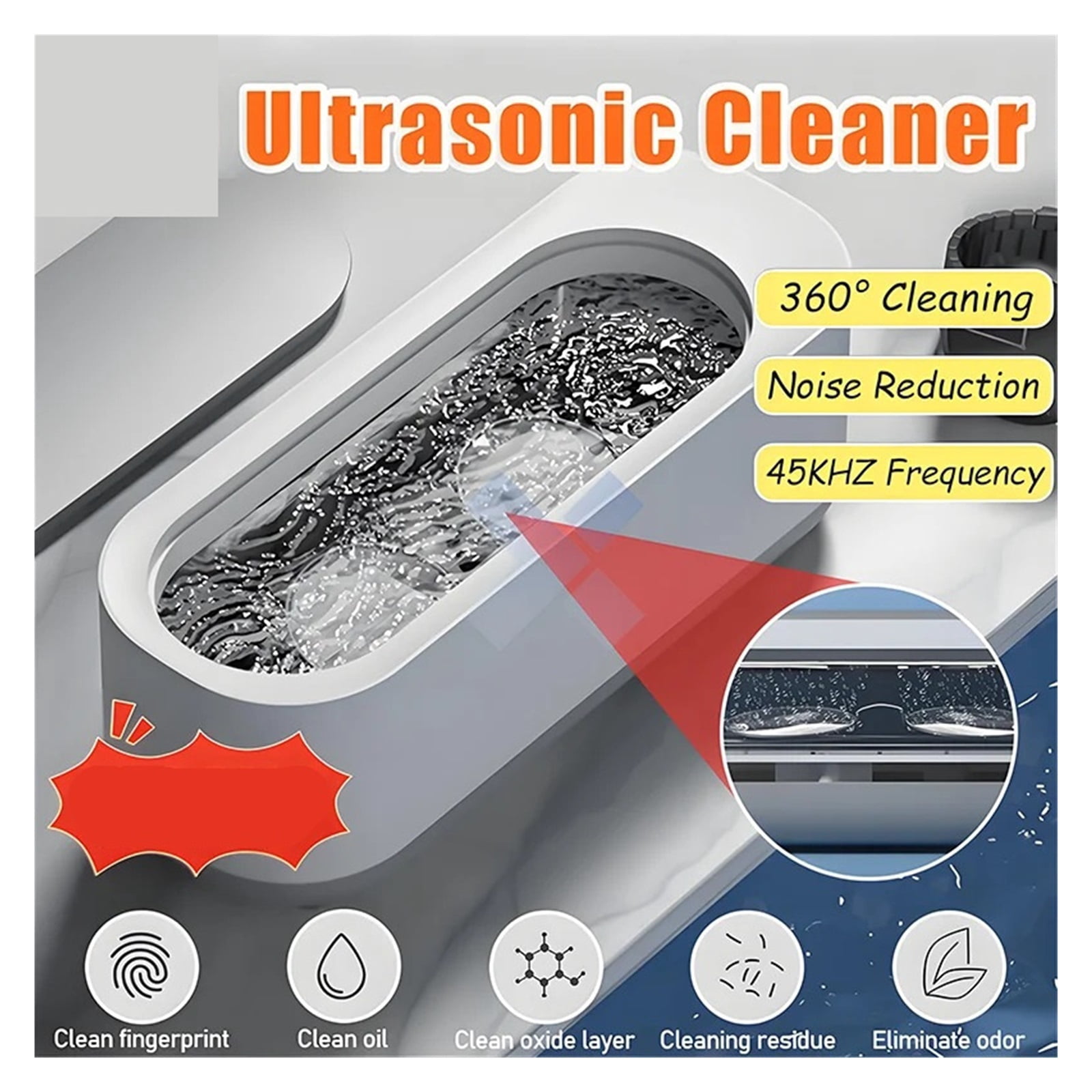 45000h Ultrasonic Cleaner Pro Deep Clean Jewelry Glasses Watches Usb-c Rechargeable Portable Design For Home Travel Use