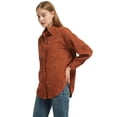 thumbnail image 2 of Women Casual Corduroy Button Up Long Sleeve Coat, Brown, Medium, 2 of 4