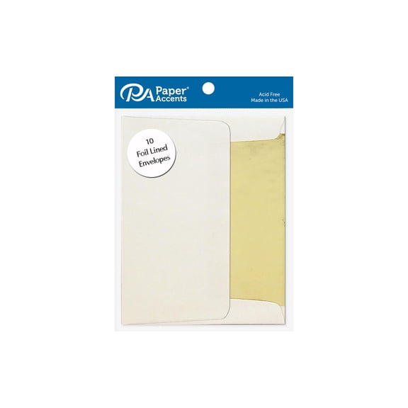 Envelope 4.38x5.75 10pc Gold Lined Cream