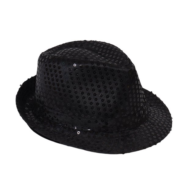 Sombrero de lentejuelas Qarigey para fiestas de adultos Negro 58CM