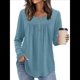 thumbnail image 5 of Camisas de Larga para Mujer, Conjuntos de Otoño, Cuello Redondo, Túnicas Casuales, Blusas de Moda, Ropa de Moda. Azul Pavo Real XL, 5 of 6
