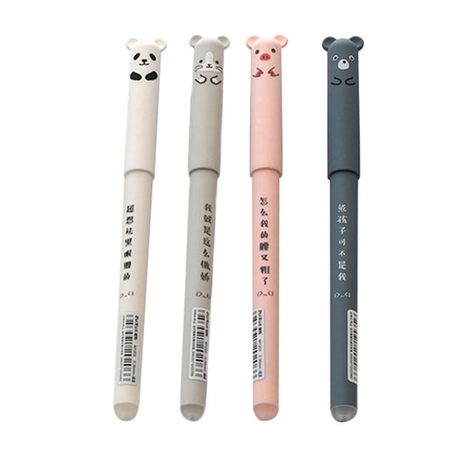 Inteprter 4 Uds bolígrafo borrable patrón tinta negra bolígrafos de plástico lavable Adorable herramienta de escritura suministros de Suministros de escritura y corrección