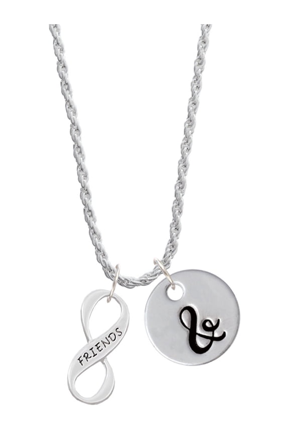 Silvertone Friends Infinity Sign Silvertone Script Initial Disc - & - Charm Necklace, 20"+3"