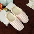 thumbnail image 6 of JeashCHAT Stripe Fuzzy Slippers for Women Men, Soft Plush Comfy Slip On House Slippers Warm Soft Soled Indoor Floor Cotton Slipper for Home Hotel Bedroom, 6 of 8