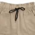 thumbnail image 6 of CheerKidz Women's Comfortable Short Pants Fashion Hight Waist Wide Leg Shorts Solid Color Casual Elastic Waist Woolen Shorts with Pockets(Beige,L), 6 of 9