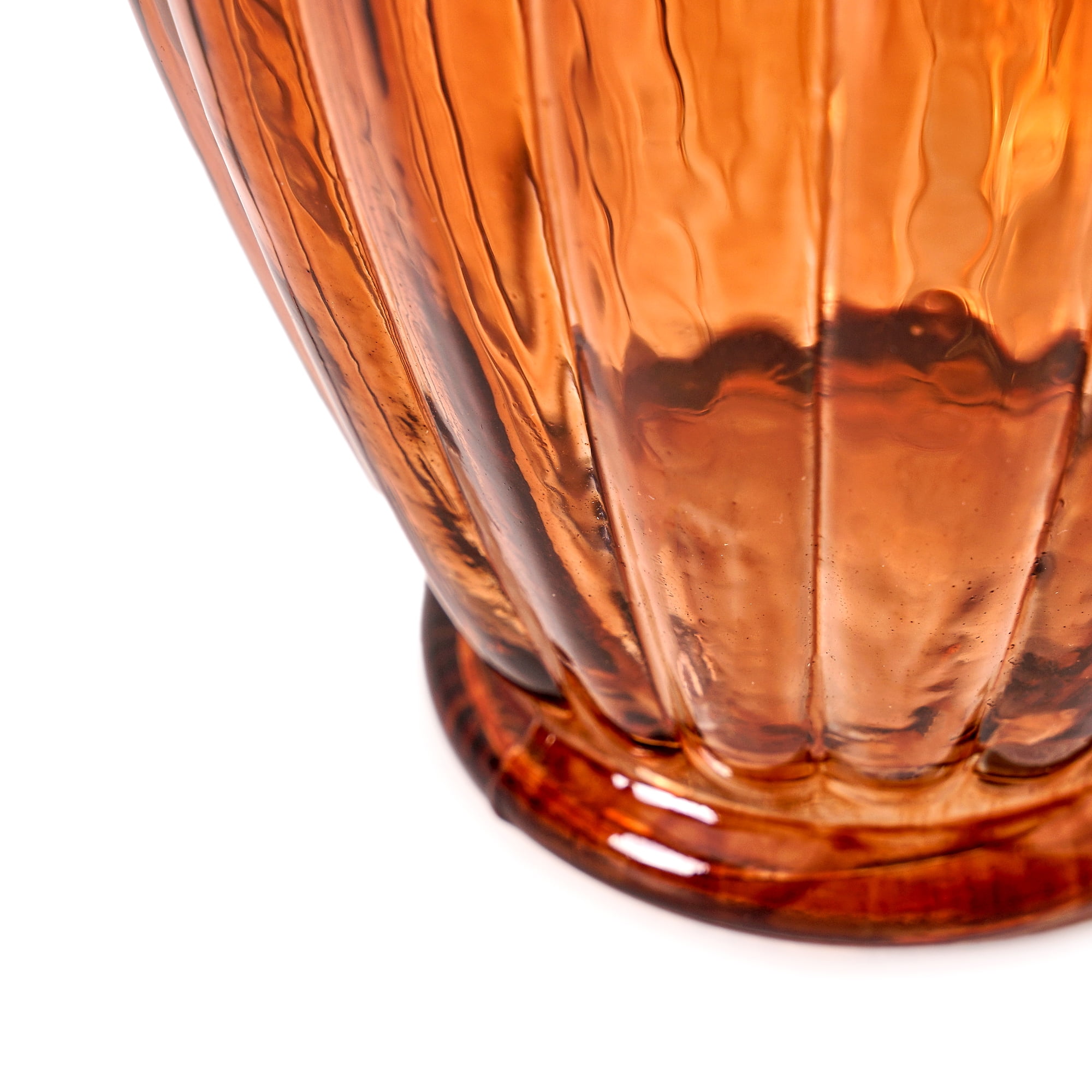 (2 pack) Beautiful Amber Glass Flower Vase for Fresh or Artificial Flowers - Home Decor Centerpiece by Drew Barrymore 8" X 5"