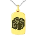 thumbnail image 1 of Stainless Steel Letter D Initial 3D Cube Box Monogram Engraved Small Rectangle Dog Tag Charm Pendant Necklace, 1 of 1