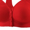 thumbnail image 3 of Ohufall Women's Bras Plus Size Lace Trim Front Buckle Wirefree Bra Fixed Cup Push Up Breathable Underwear, 3 of 3