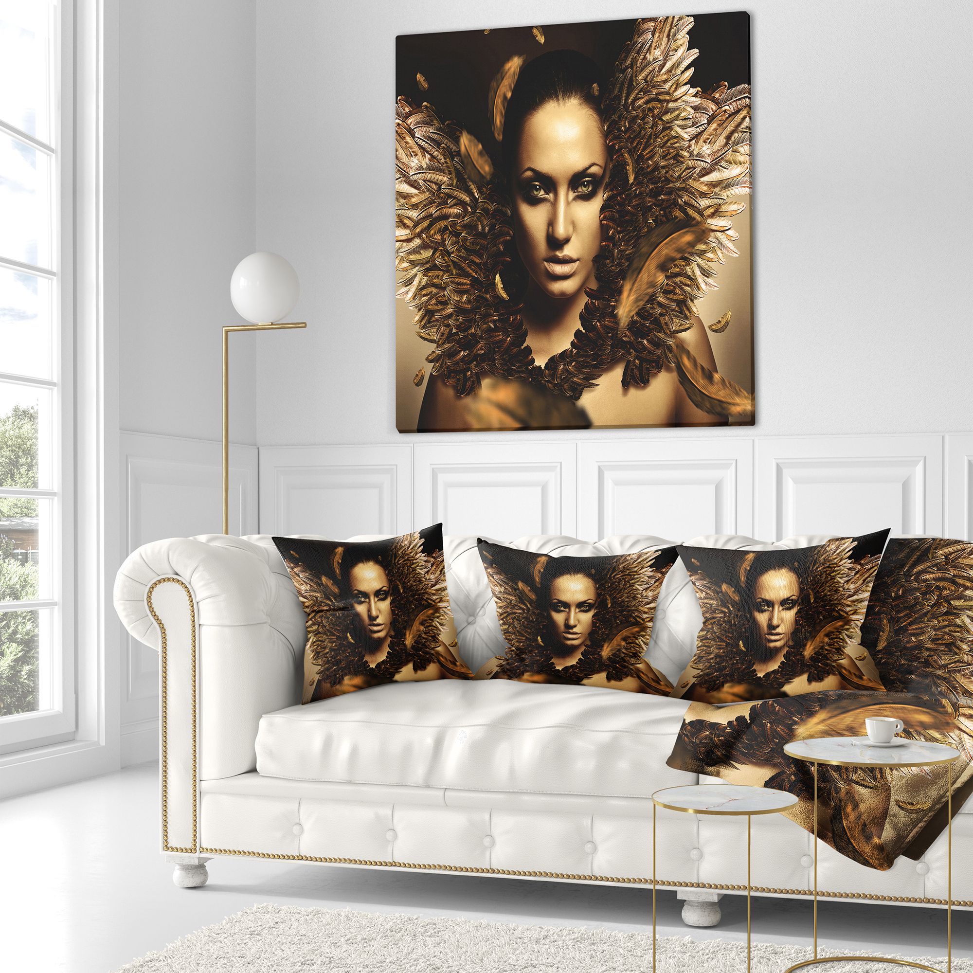 Designart Sexy Brunette - Digital Art Portrait Throw Pillow - 16x16