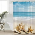 thumbnail image 2 of Small Stall Shower Curtain 36x72 Inch Narrow Half Size Coastal Seashells Bath Curtains Bathroom Decor Beach Ocean Nautical Starfish Conch Waterproof Fabric Shower Curtain Set with Hooks 36 Inch, 2 of 6
