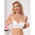 thumbnail image 5 of INSPIRE CHIC Lace Nursing Bra for Women Front Open Maternity Wireless Fixed Padded Full Coverage Breastfeeding Lingerie M White, 5 of 5