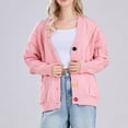 thumbnail image 4 of SGMVNU Women's Knit Cardigans Open Front Long Sleeve V Neck Button Down Loose Cardigan Sweaters Cable Knit Outwear Coats with Pockets Pink, Size M, 4 of 6