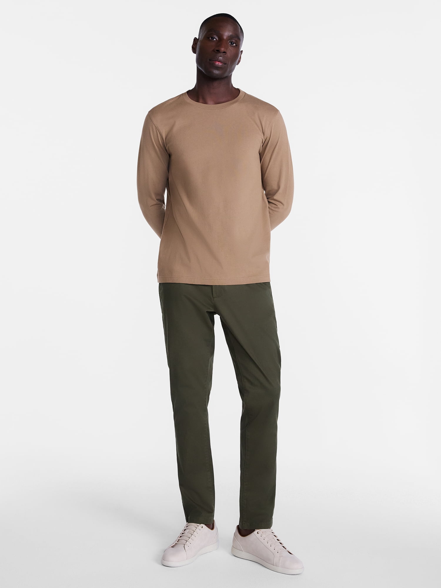 George Men's and Big Men's Cotton Crewneck Tee with Long Sleeves, Sizes XS-3XL, Big 2XB-6XB & Tall MT-4XLT