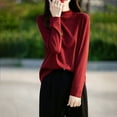 thumbnail image 2 of Women's Sweaters Mock Neck Long Sleeve Knitted Graphic Fall Winter Fashion Casual Pullover Sweater Tops (XL, Red), 2 of 5