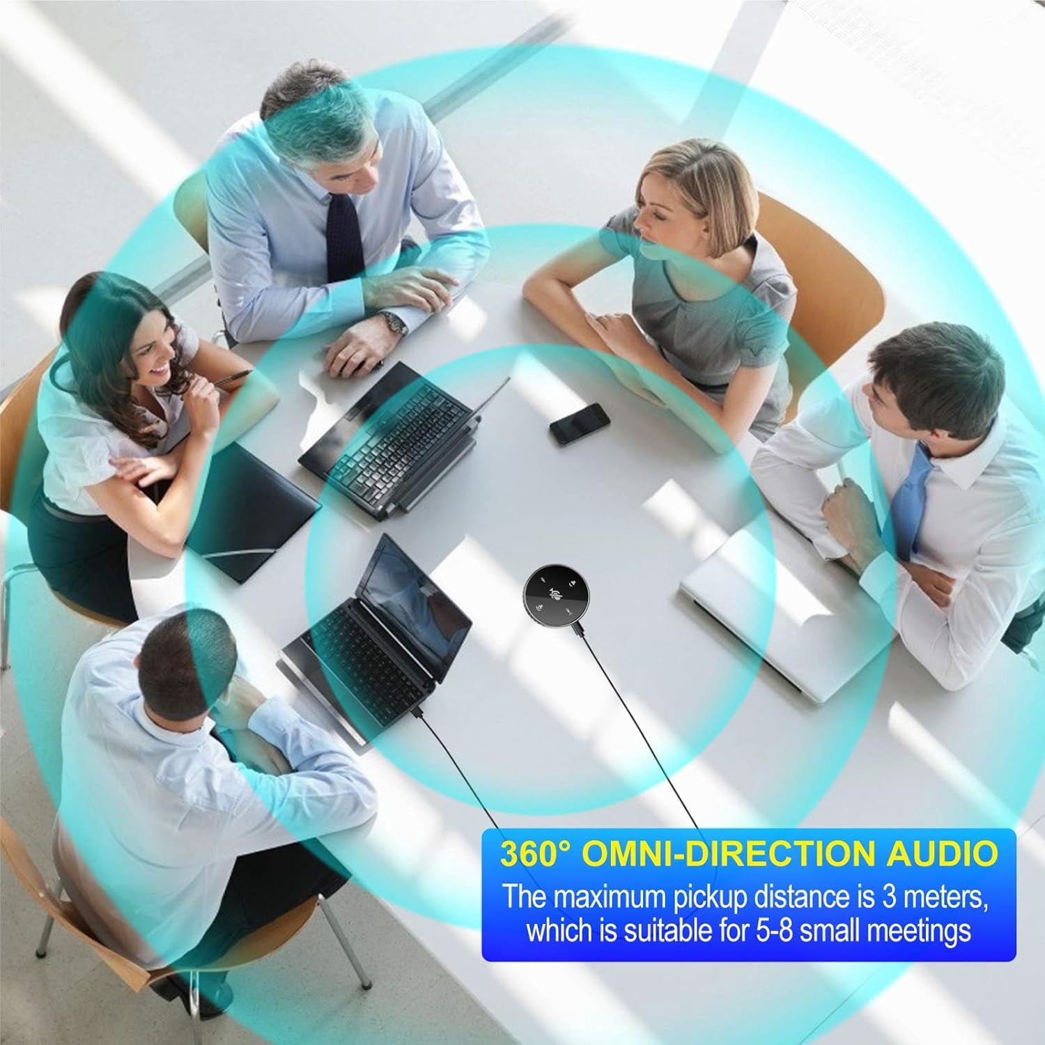 Upgrated USB Conference Microphone with Speaker,Laptop Omnidirectional Computer Mic with Touch-Sensor to Mute/Volume,for Zoom Meetings,Skype,VoIP Call,Interview,Christmas Stocking Stuffers Surprise