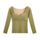 thumbnail image 1 of Gibobby Ropa interior mujer Ropa interior térmica de manga larga de terciopelo acolchado en el pecho con en V grueso de algodón a la moda de invierno para mujer（Verde， XL), 1 of 5
