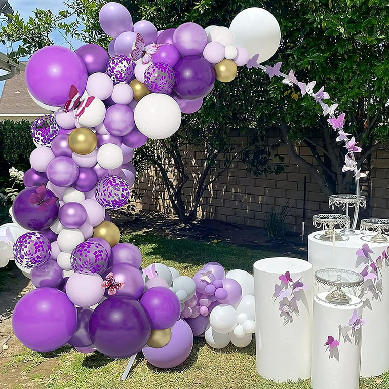 135 Pieces Purple Balloon Arch Garland Kit, Purple White Confetti Balloons  for Wedding Birthday Graduation Party Decorations
