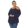 thumbnail image 2 of White Mark Women's Plus Size Cold Shoulder Ruffle Sleeve Top, 2 of 5