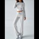 thumbnail image 5 of Conjunto de Chándal de Larga con Cuello Redondo y Pantalones Acampanados de Cintura Alta para Mujer. Flores Blancas y Grises L, 5 of 10