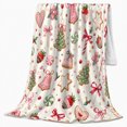 thumbnail image 2 of Holiday Christmas Cookie Dessert Motif Watercolor Style Festive, Festive Holiday Scene, Warm Flannel Blanket for Living Room and Reading Nook, Art Lovers Christmas Gift, Festive Home Decor, 2 of 7
